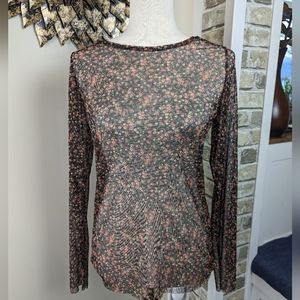 NWT Willow Root Sheer Long Sleeve Floral Blouse Size Medium